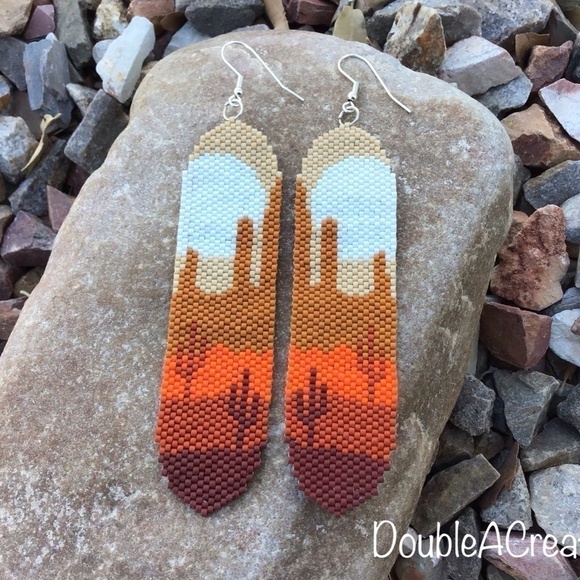 COPY - 🌵Saguaro Desert Bead Earrings, New, Handmade By Me - Picture 4 of 8